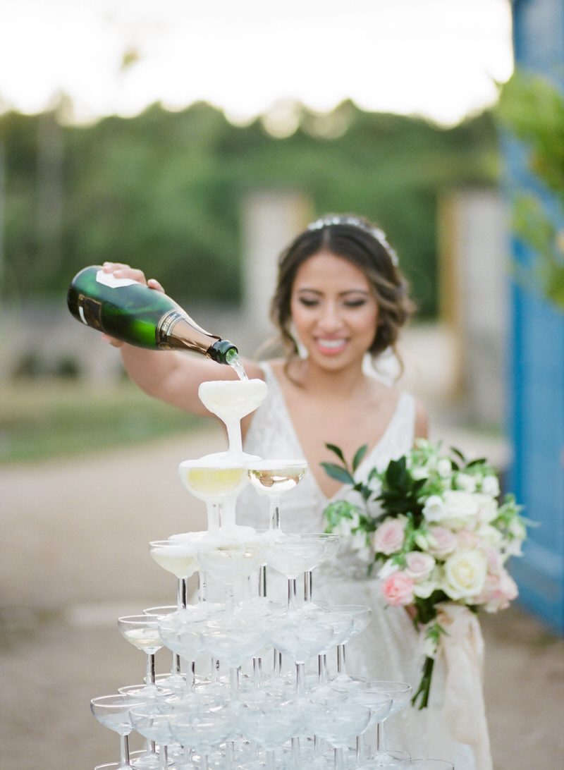 Bride with champagne