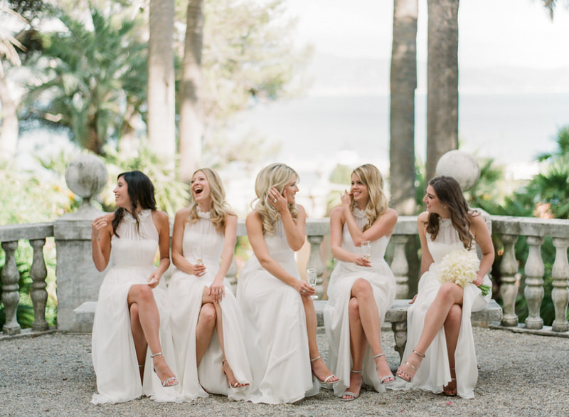 Bridesmaids in white dresses