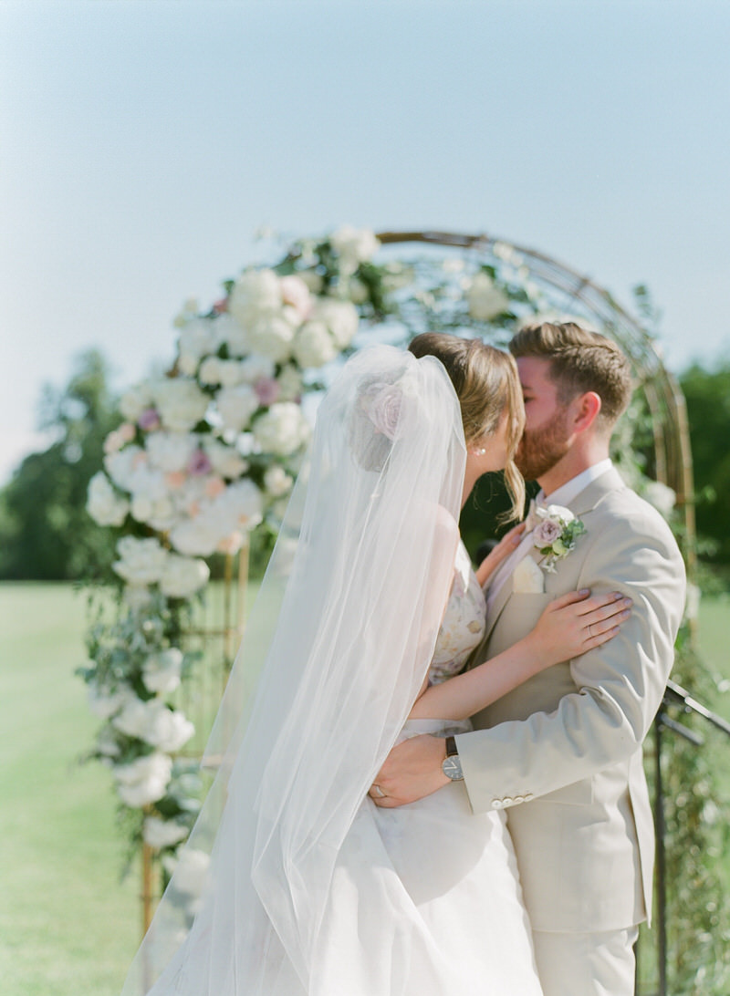 First kiss outdoor ceremony