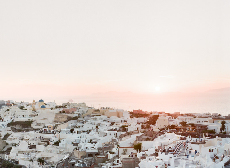 Sunset over Oia in Santorini