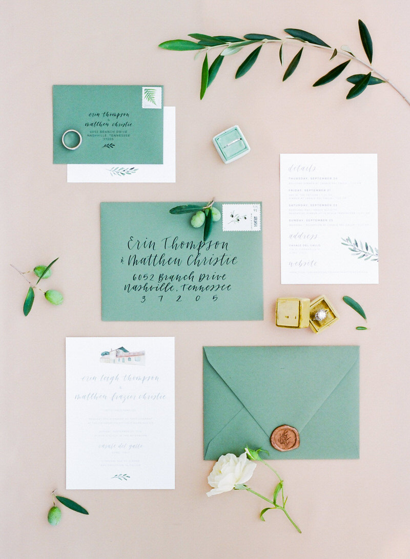 Wedding Stationary olive green