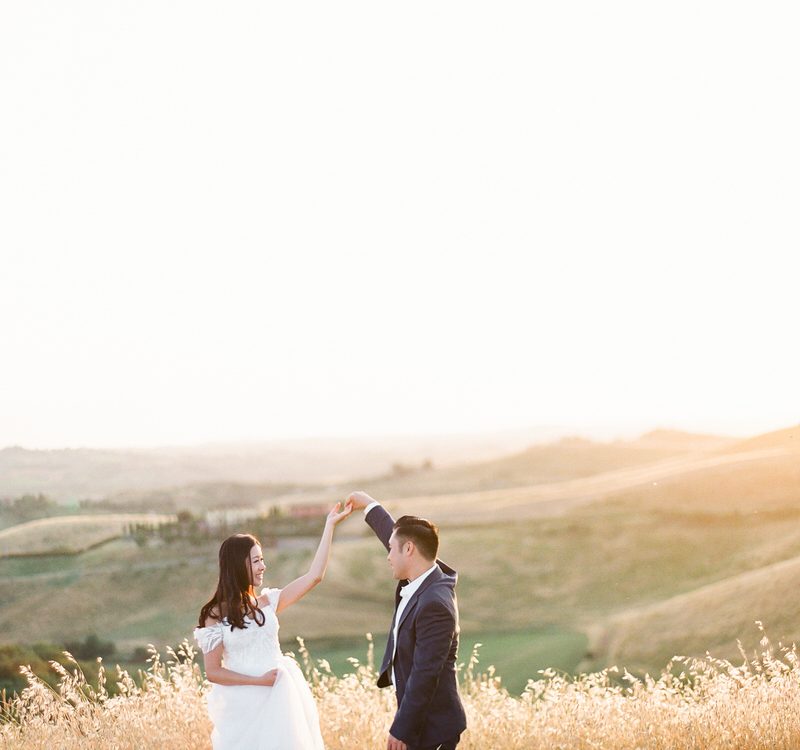 Pre-wedding Shoot in golden Tuscan Fields