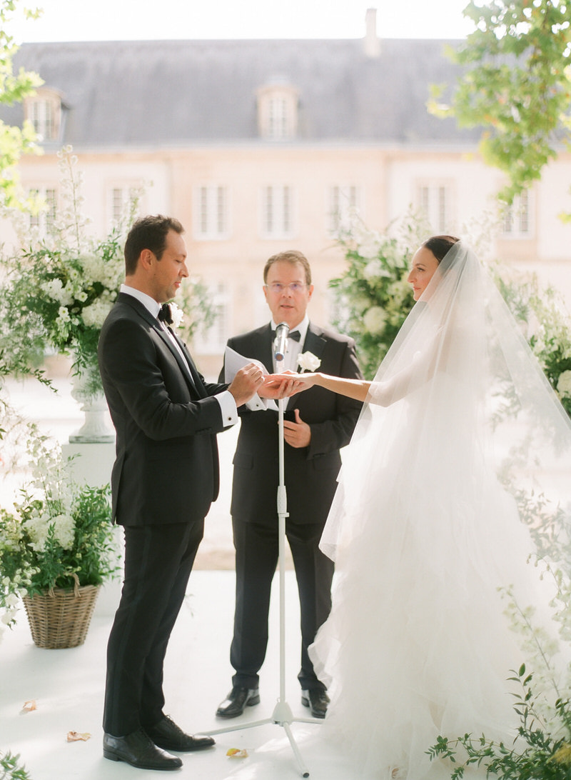 Outdoor Ceremony in French Chateau Garden