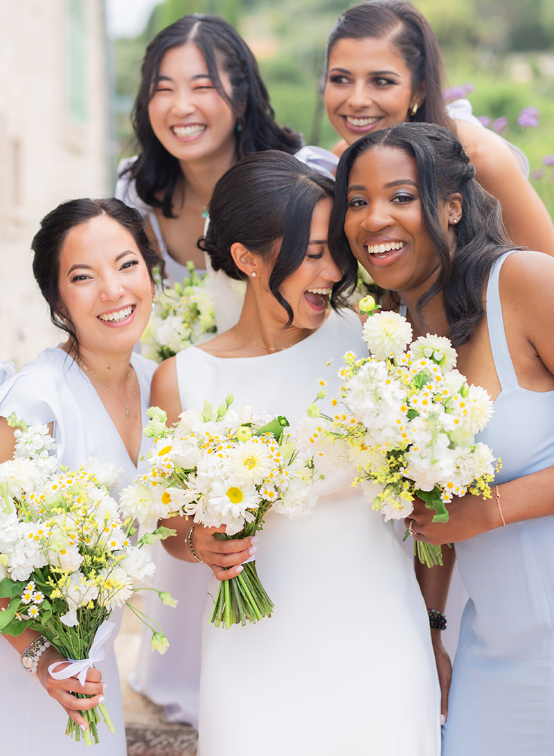 Bride with bridesmaids